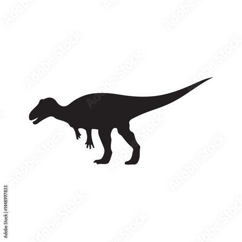 Black silhouette of an iguanodon dinosaur vector illustration prehistoric animal jurassic era isolated on white