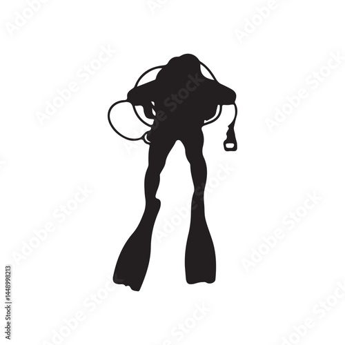 Scuba diving silhouette vector image for divers and underwater adventure enthusiasts and graphic designers