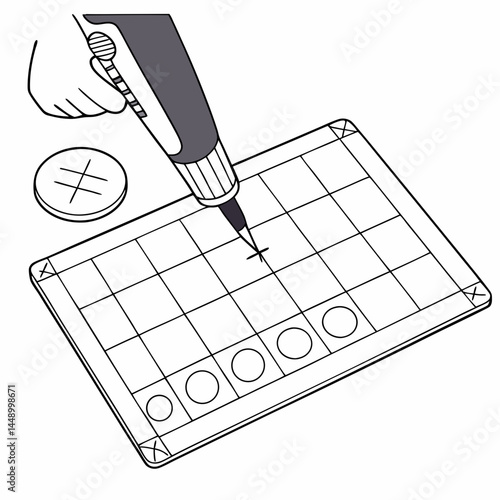 Hand Painting Template With Vacuum Pen Tool And Plastic Beads