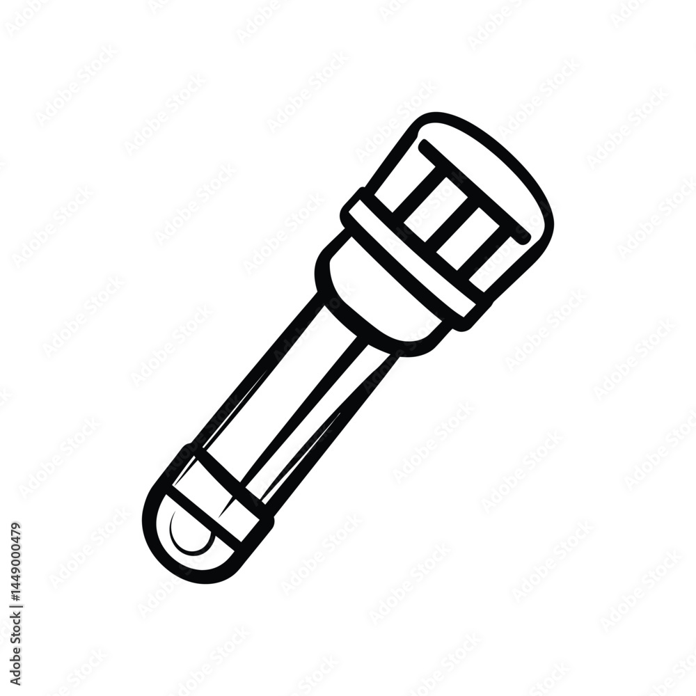 Flashlight Icon Doodle with Thick Black Outline on Transparent Background Flashlight Icon Doodle with Thick Black Outline on Transparent Background