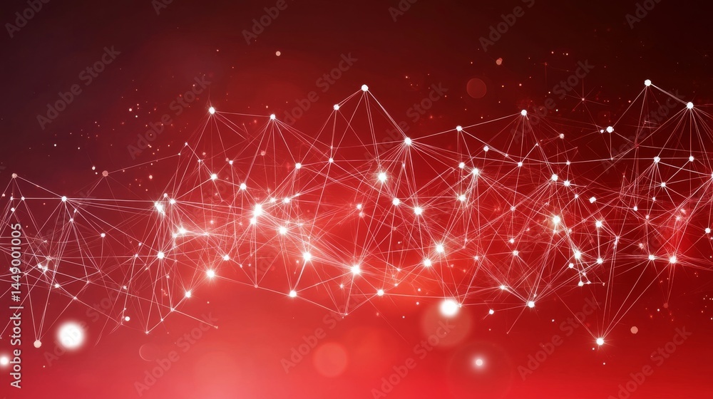 Obraz premium Abstract Network Design in Red and White on red background