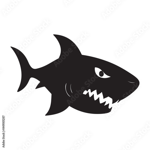 Shark silhouette vector illustration predatory sea animal with sharp teeth ocean wildlife graphic design