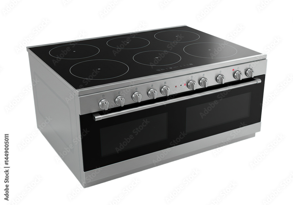 Fototapeta premium New Silver Electric Range Oven with Glass Cooktop Display