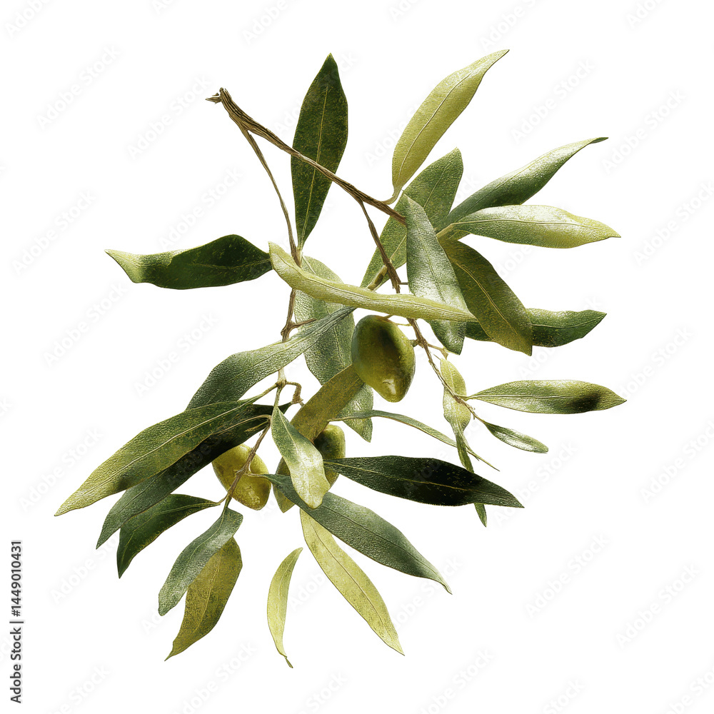 Fototapeta premium Lush Olive Branch with Ripe Olives - Detailed Close-up