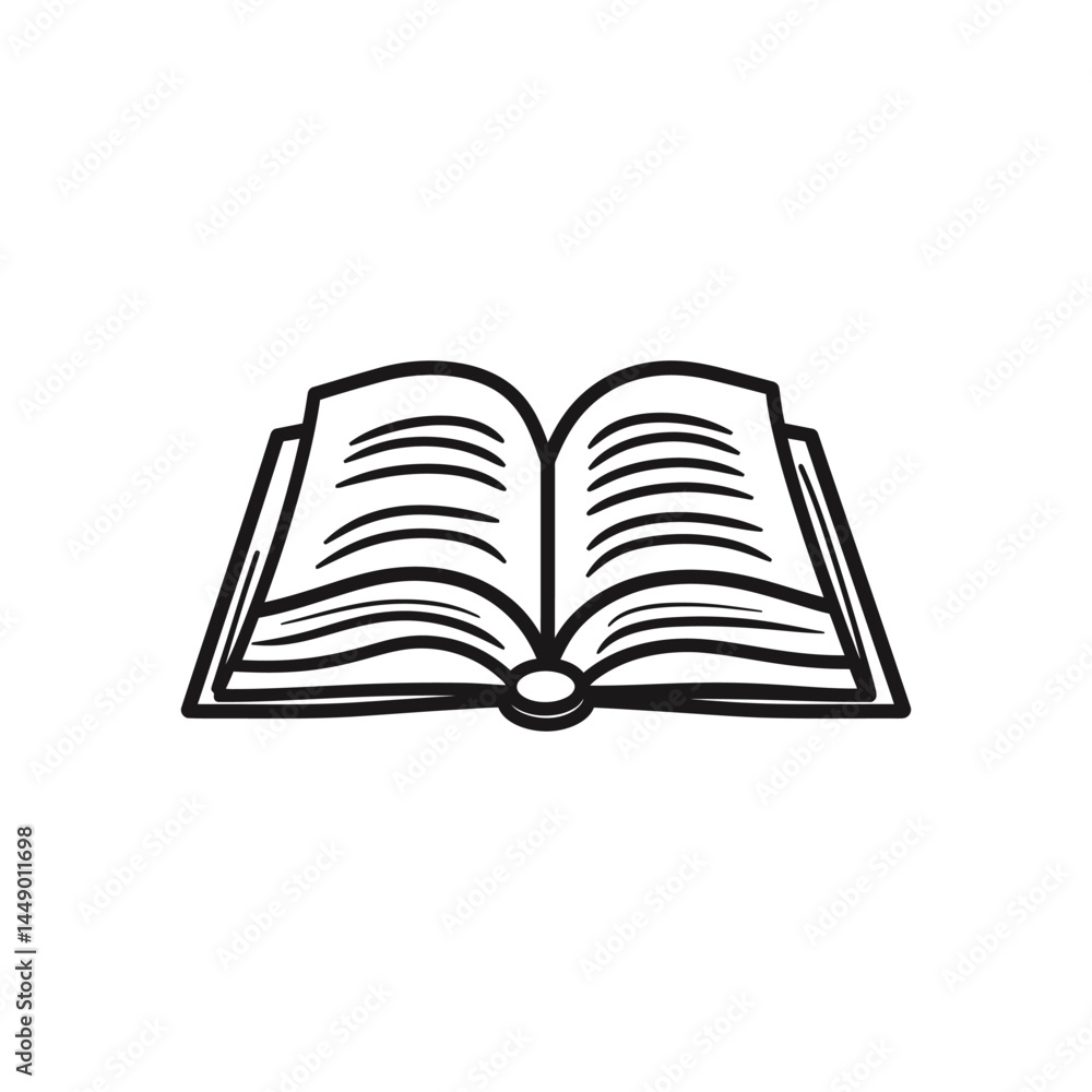 Open Book with Black Outline and Transparent Background Design Open Book with Black Outline and Transparent Background Design