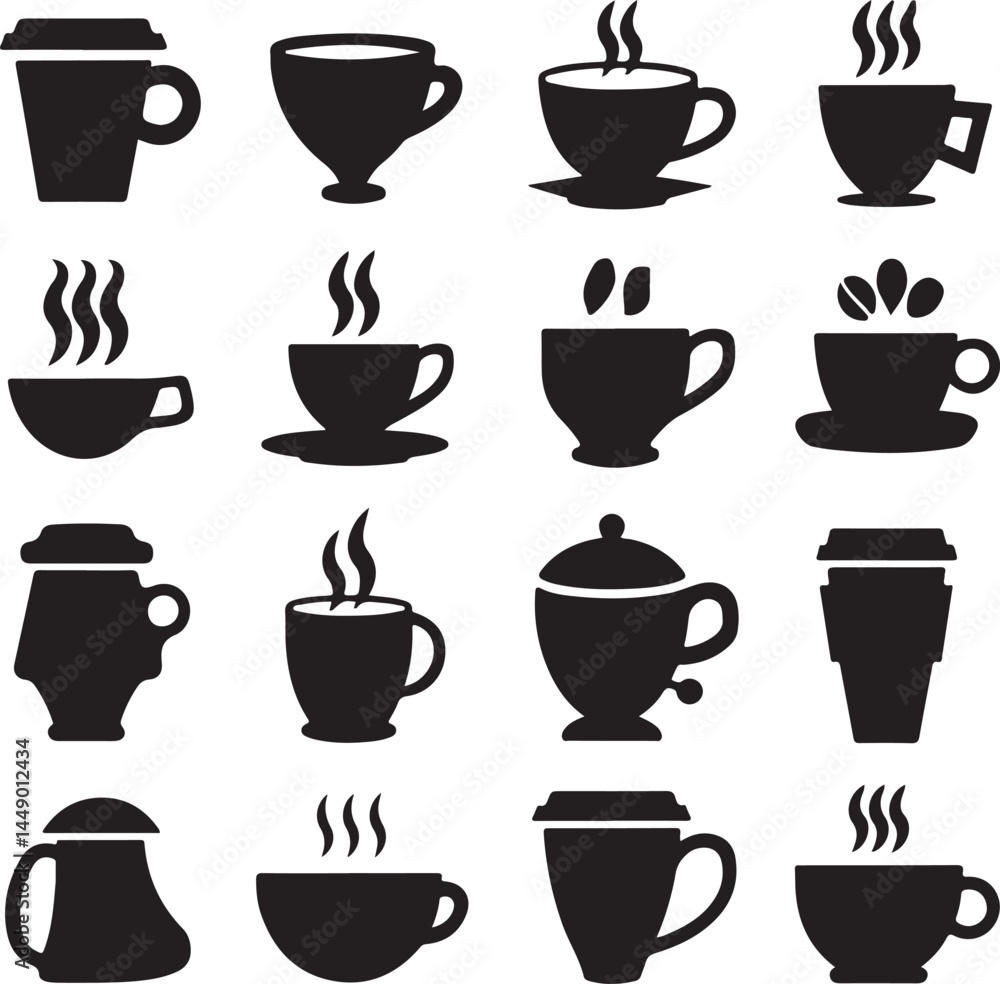 Coffee mug silhouette bundle isolated illustration Coffee mug silhouette bundle isolated illustration