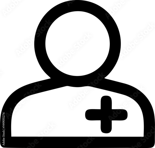 Medical professional outline with cross