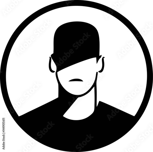 Shadowy stark portrait in a circle