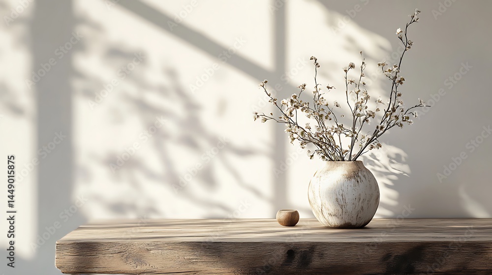 Rustic wooden table surface with minimalist backdrop for showcasing products or graphics Rustic wooden table surface with minimalist backdrop for showcasing products or graphics