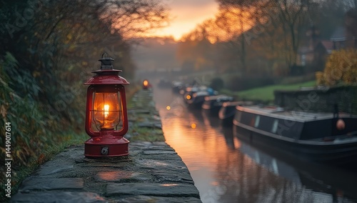 Sunset Canal with Lantern, and Autumn.