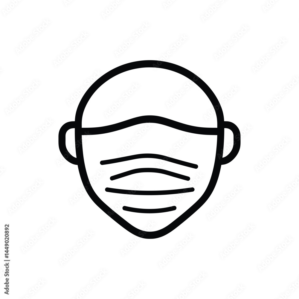 Outlined Face With Mask Icon On Transparent Background Isolated Symbol Outlined Face With Mask Icon On Transparent Background Isolated Symbol