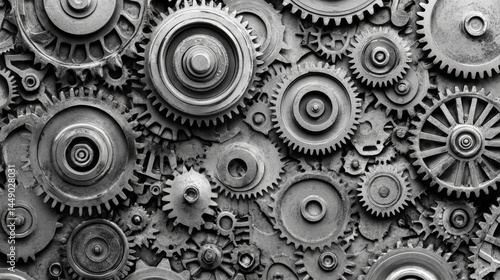 Wallpaper Mural Close-up view of interconnected metal gears showcasing teamwork and precision in machinery design Torontodigital.ca