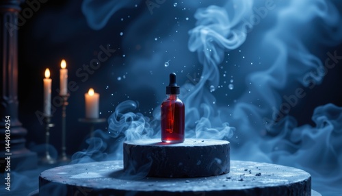 Obraz na płótnie Moody night serum dropper mysterious setting product photography dark environment close-up beauty concept w salonie