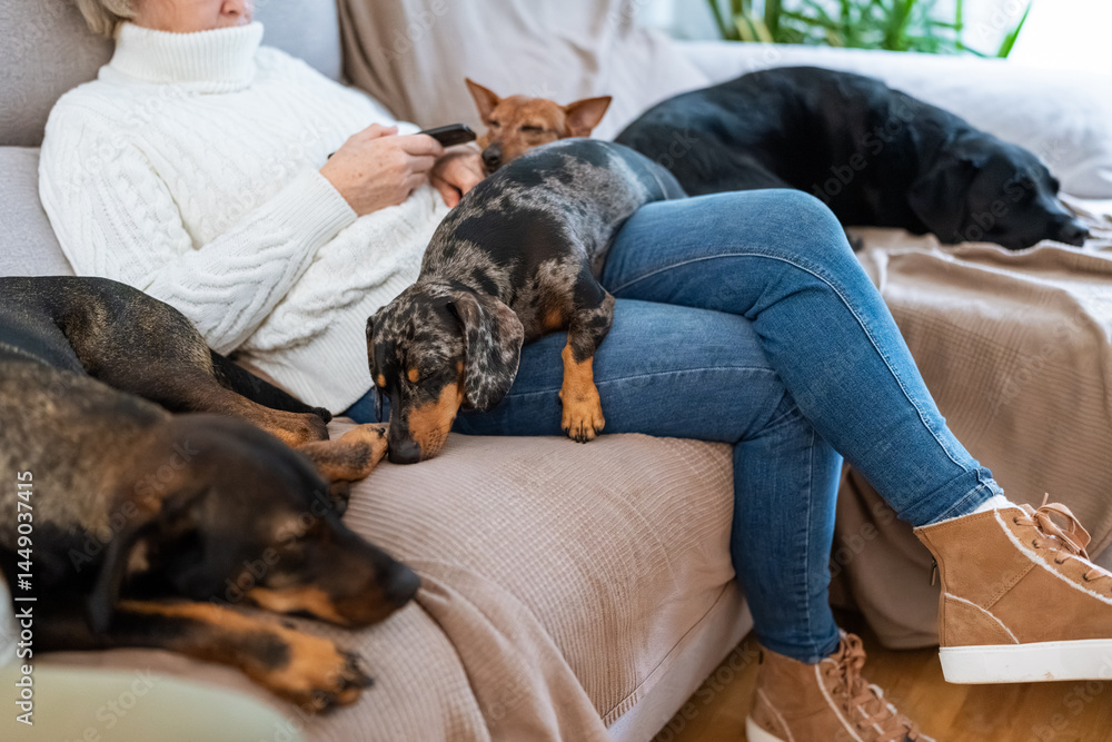 © Alvaro Lavin/Stocksy - Senior woman using smartphone while relaxing on sofa © Alvaro Lavin/Stocksy - Senior woman using smartphone while relaxing on sofa