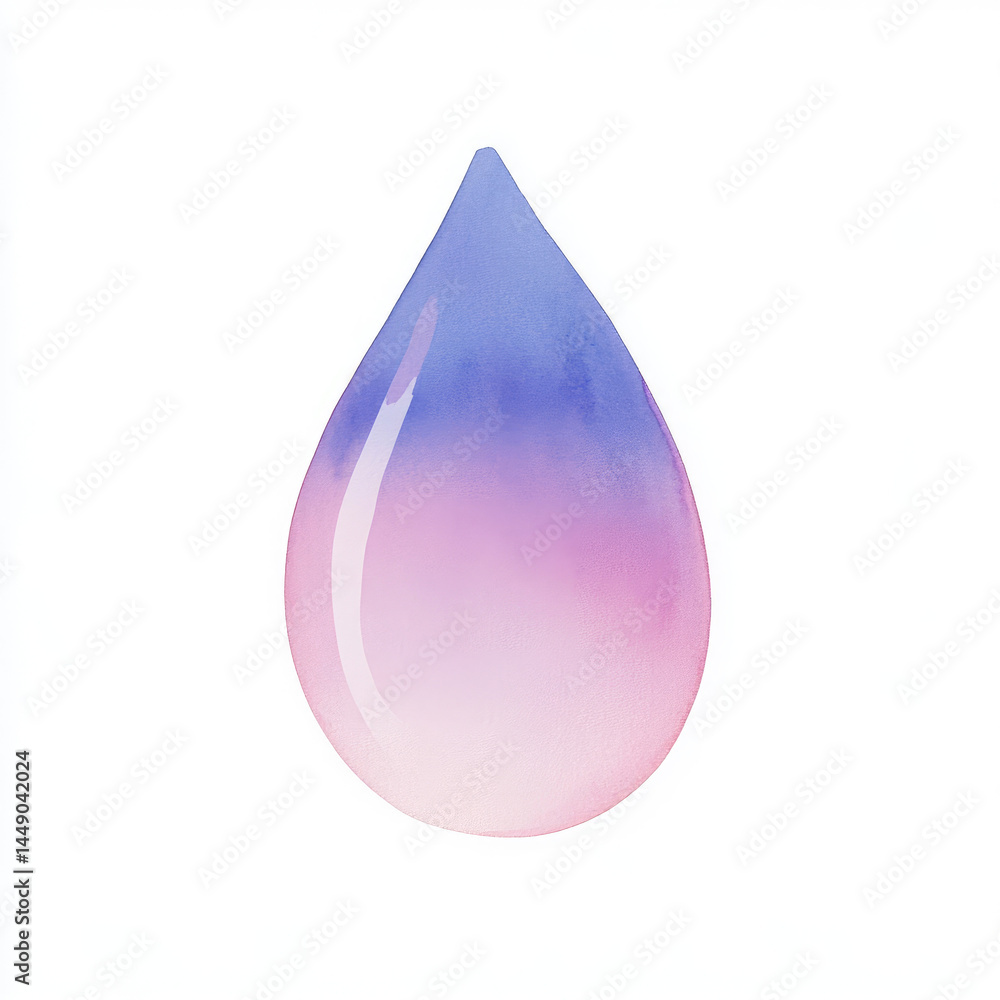Gradient-colored teardrop, soft pastel hues of pink and lavender, smooth and polished Gradient-colored teardrop, soft pastel hues of pink and lavender, smooth and polished