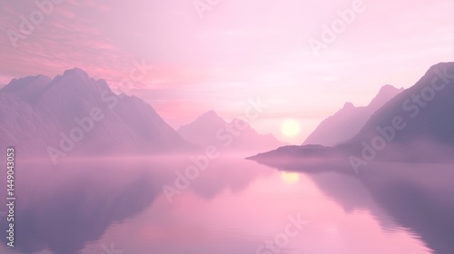 Wallpaper Mural Tranquil misty mountain lake at sunrise with reflections Torontodigital.ca