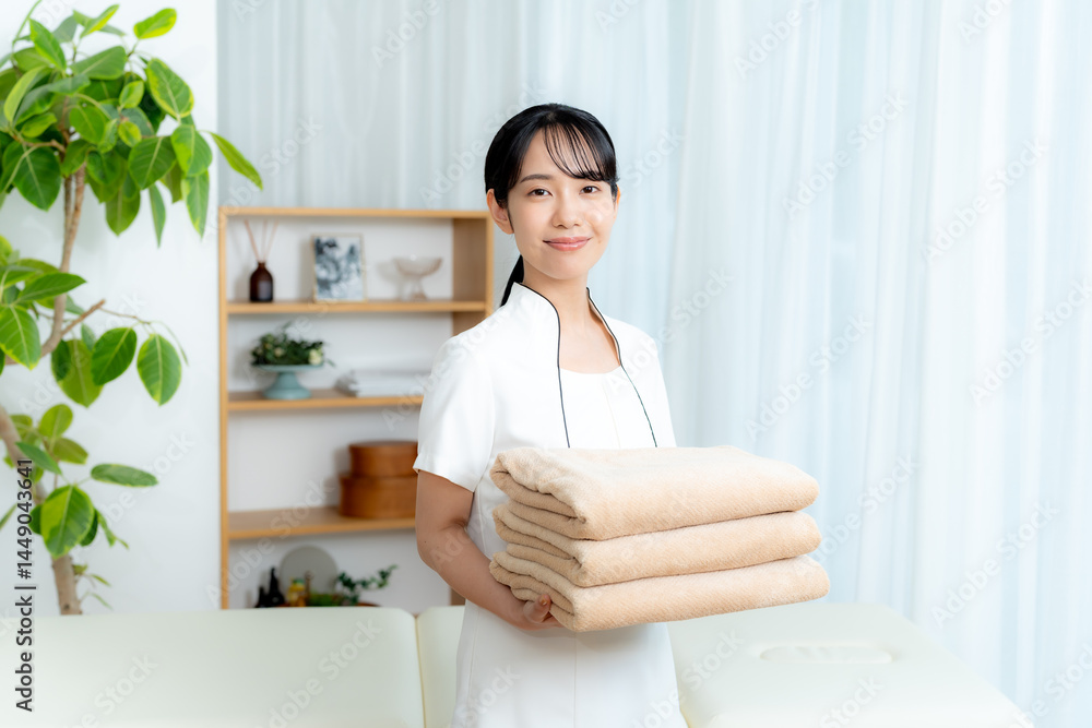 エステティシャンの若い女性 エステティシャンの若い女性