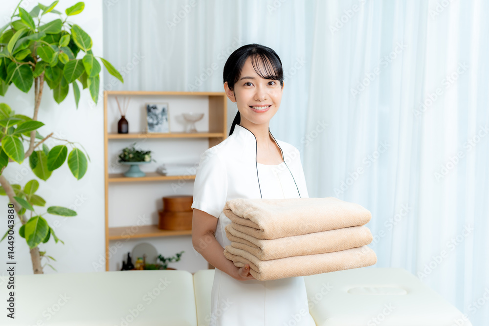 エステティシャンの若い女性 エステティシャンの若い女性