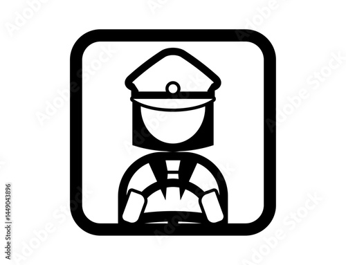 運転手のシンプルな四角いモノクロイラストアイコン