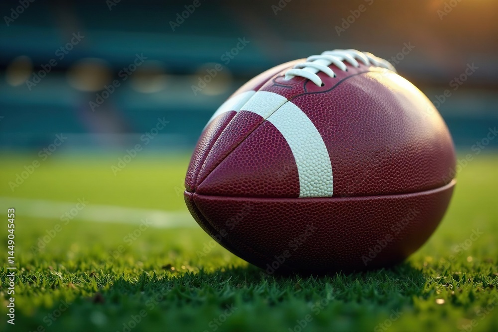 Close-up of an American football, laces visible, game, usa, graphic Close-up of an American football, laces visible, game, usa, graphic