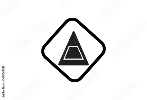 Free Download Black Geometric Icon with Triangle Shape and Square Border on Transparent Background - GFXLoad