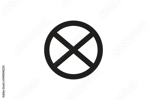 Black Circle Crossed Out on Transparent Background Icon Symbol