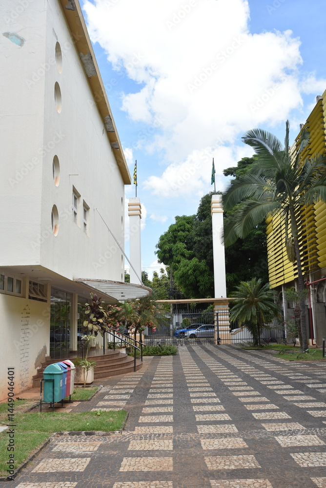 Fototapeta premium Goiânia, Goiás, Brazil April 10, 2025: Art Deco architecture federal technical school Goiânia old building historical heritage teaching center