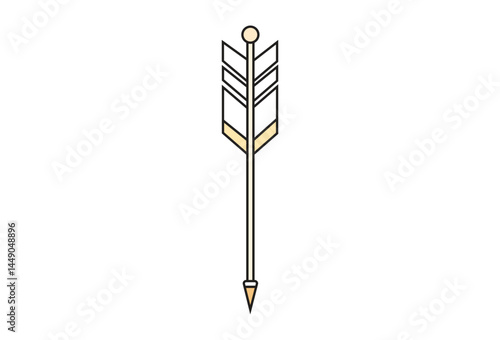 Ornamental Arrow with Fletching and Point, Isolated on Transparent
