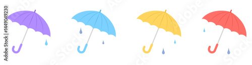 傘のベクターイラストセット(かさ 雨 梅雨 6月 編集可能 背景透過 vector june umbrella)