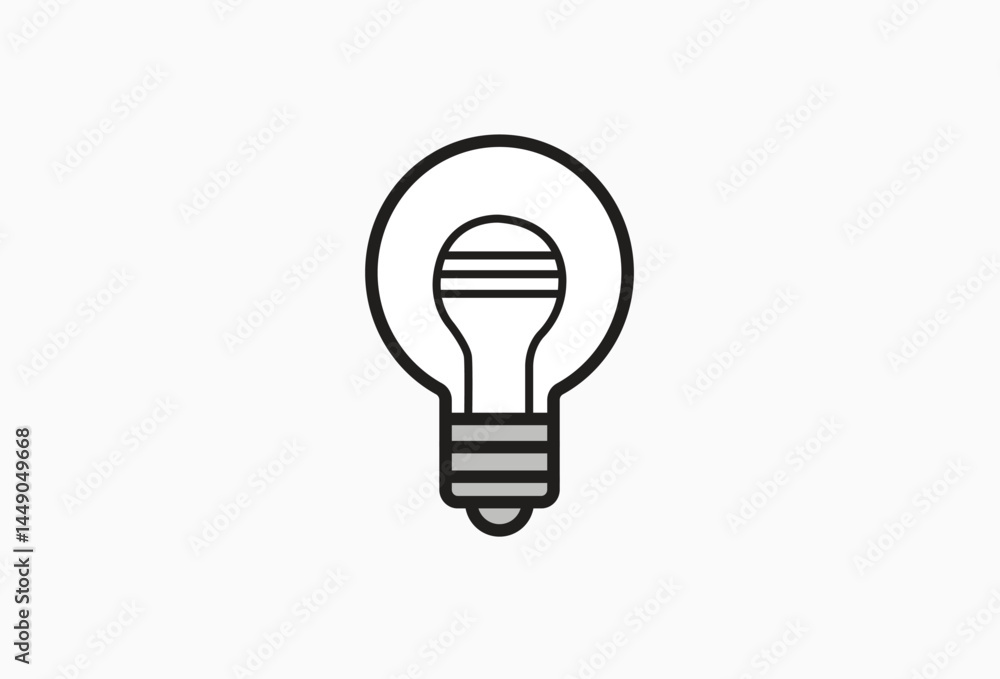 Simple Style Lightbulb Icon with Gray Accents on Transparent Background Simple Style Lightbulb Icon with Gray Accents on Transparent Background