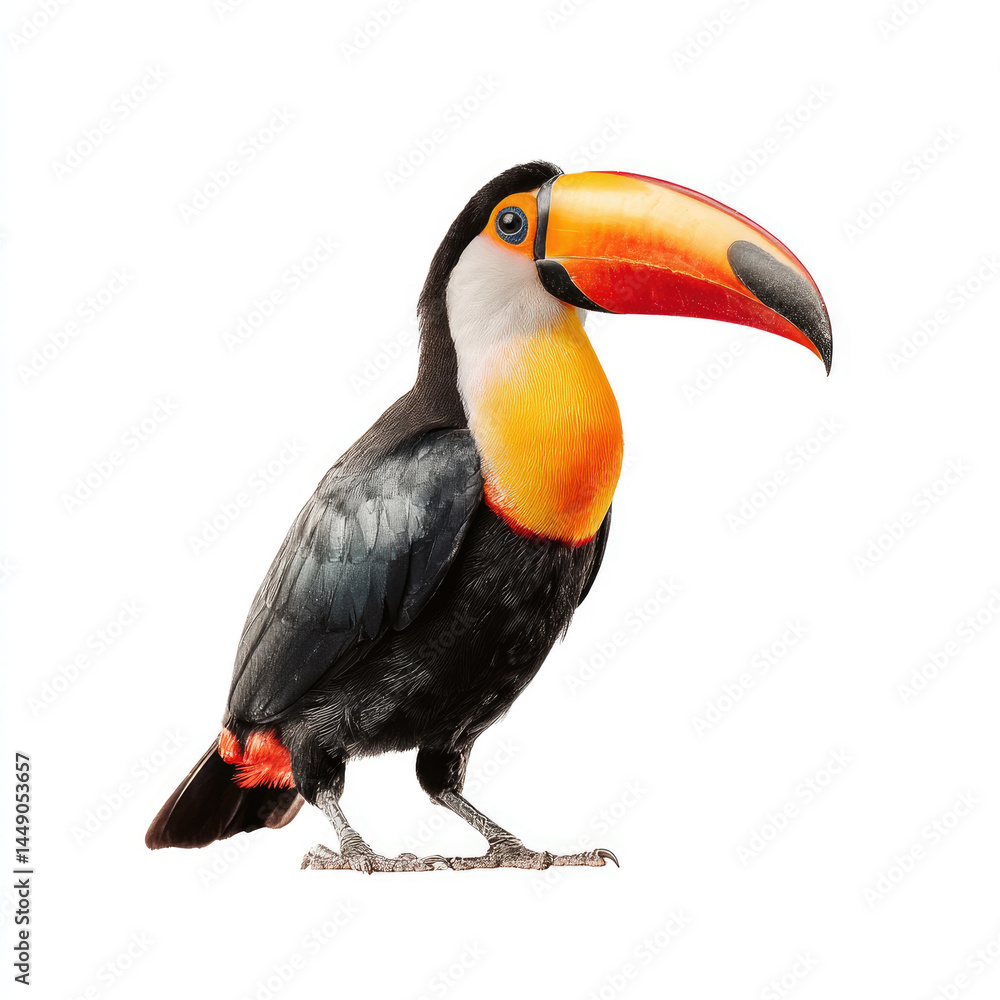 Obraz premium Colorful toucan, vibrant plumage, tropical bird