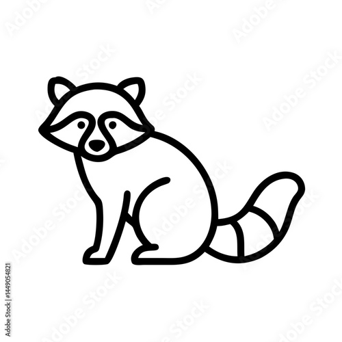 Cute raccoon illustration sitting on a transparent background  