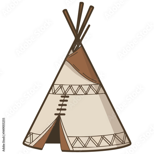 west teepee native american tent isolated vector illustration on white background