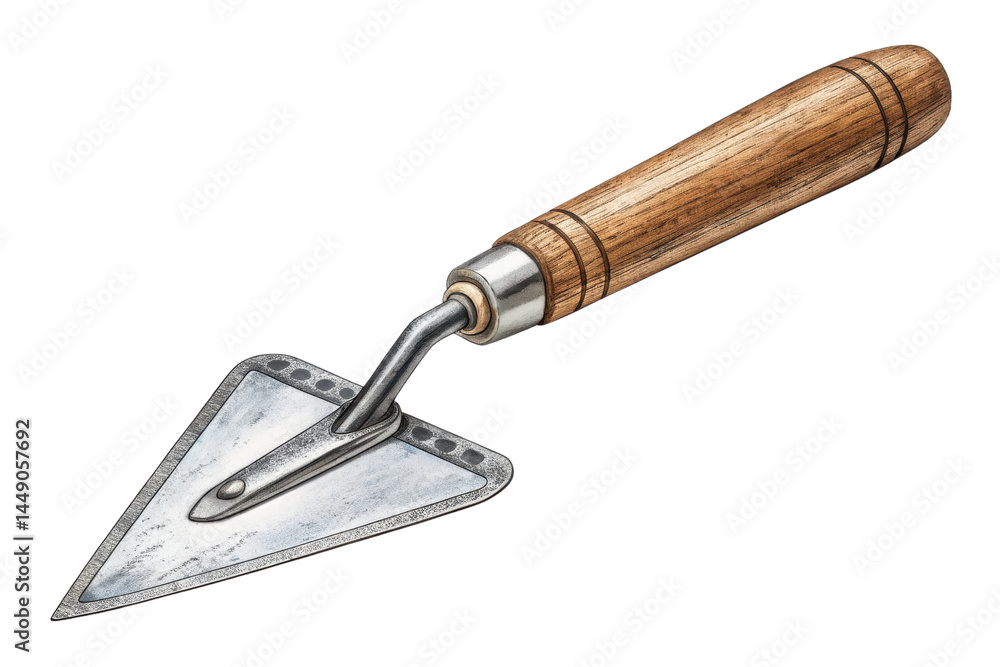 Fototapeta premium Manual gardening trowel with wooden handle and stainless steel blade