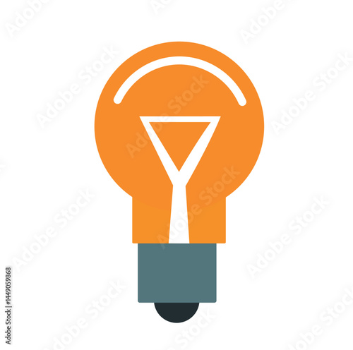 Yellow glowing light bulb. Symbol of energy, solution, thinking and idea. Flat style icon for web and mobile app. Vector illustration for your design