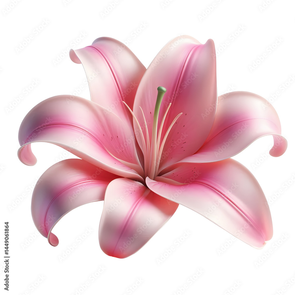 Naklejka premium Beautiful pink lily flower vector illustration for floral design and decoration on transparent background