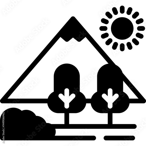 mountains icon illustration design with solid