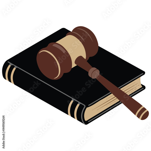 justice system law book gavel isolated vector illustration on white background