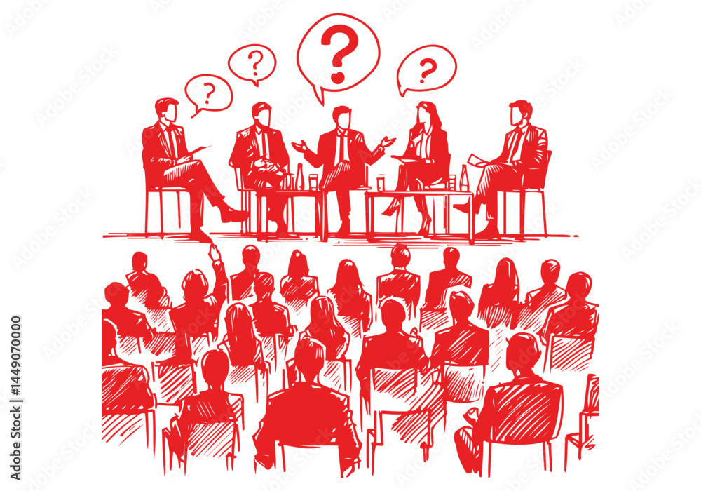 Obraz premium Business Networking hand drawn sketch vector illustration
