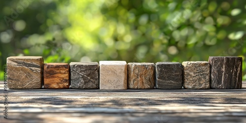 a block of wood with trees in the background 