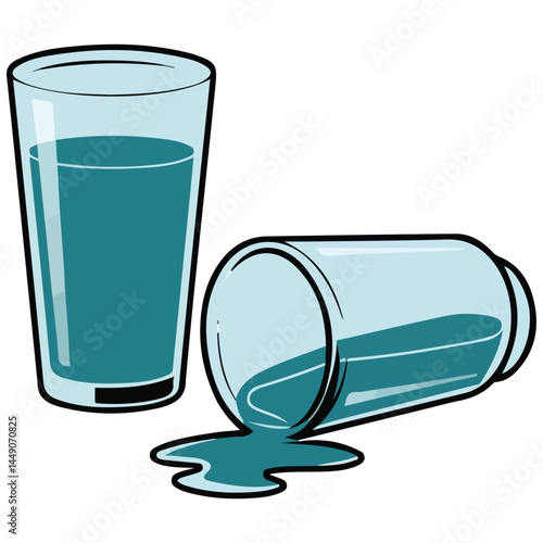 broken glass spilled water accident isolated vector illustration on white background