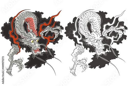 浮世絵　歌川国芳の龍のイメージイラスト