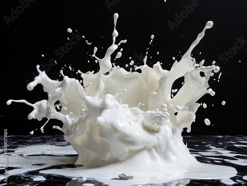 Milk splash on dark background