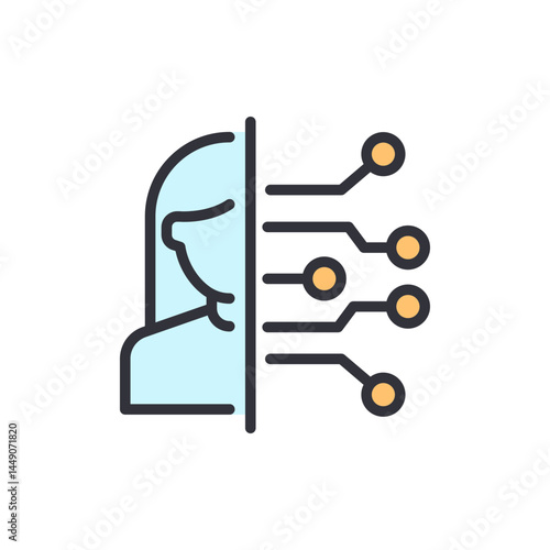 Deepfake colored icons, minimalist vector illustration ,simple transparent graphic element .Isolated on white background