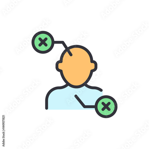 Deepfake colored icons, minimalist vector illustration ,simple transparent graphic element .Isolated on white background