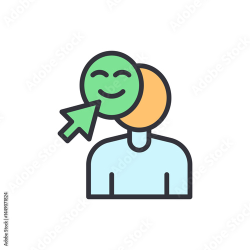 Deepfake colored icons, minimalist vector illustration ,simple transparent graphic element .Isolated on white background