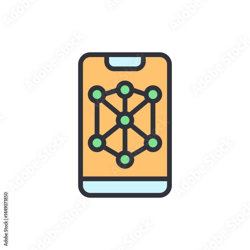 Deepfake app colored icons, minimalist vector illustration ,simple transparent graphic element .Isolated on white background