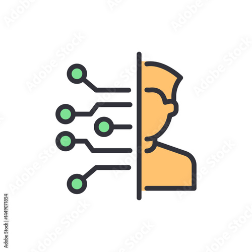 Deepfake colored icons, minimalist vector illustration ,simple transparent graphic element .Isolated on white background