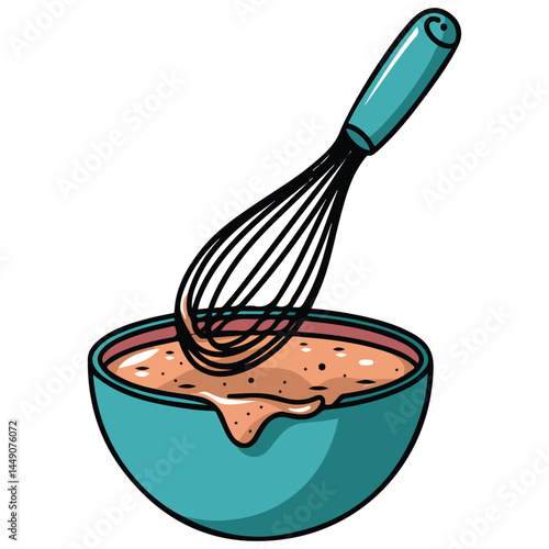 beater whisk sticky flour dough isolated vector illustration on white background