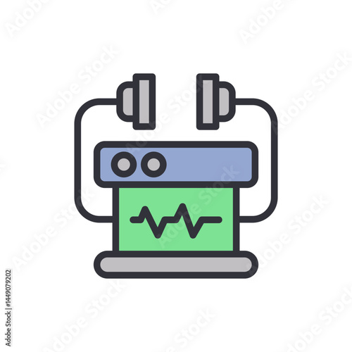Defibrillator colored icons, minimalist vector illustration ,simple transparent graphic element .Isolated on white background